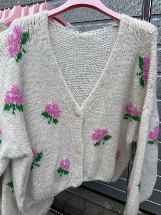 Cardigan Blumi Creme Rosa