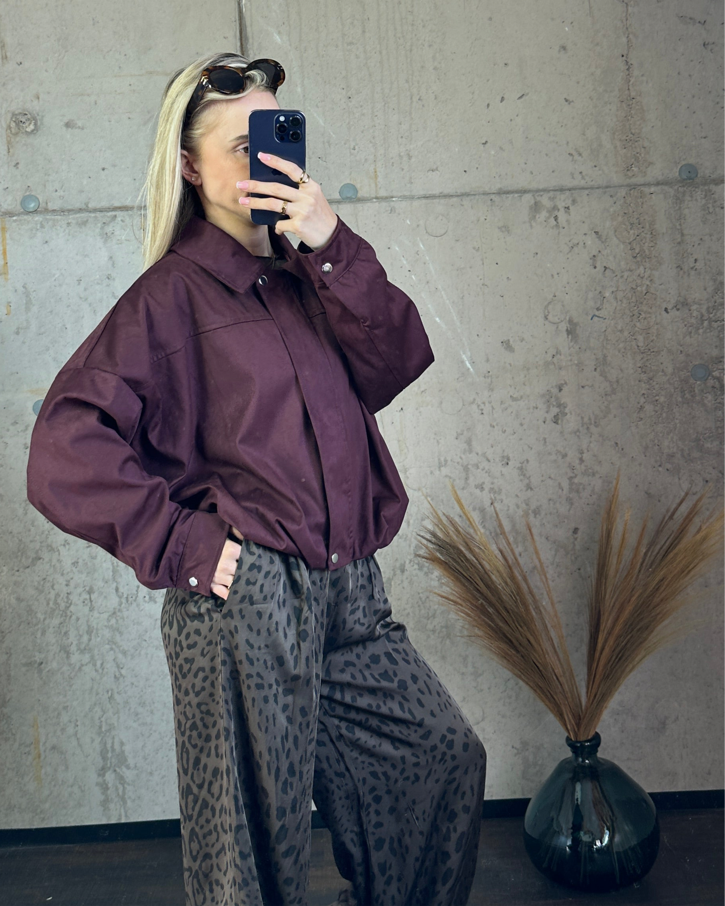 Wildleder Jacke Bordeauxrot