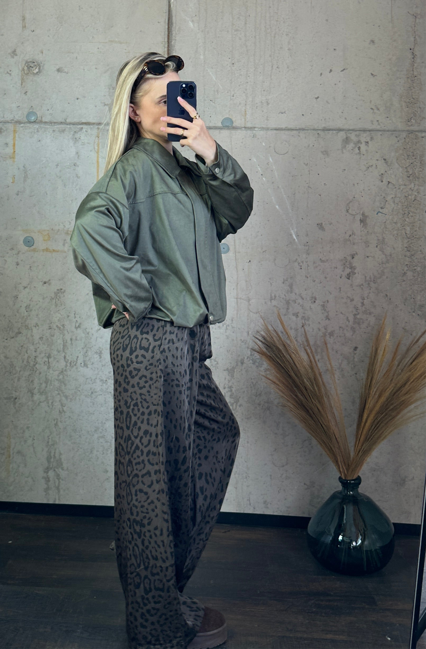 Wildleder Jacke Khaki