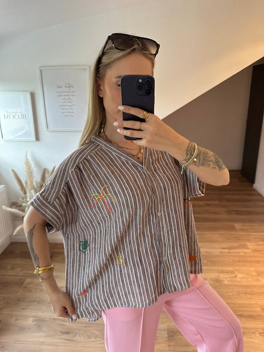 Kurzarm Bluse Beach Braun