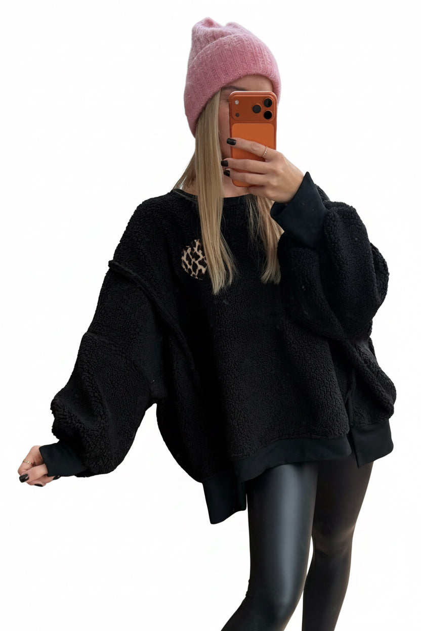 Pullover Teddy Heart Schwarz