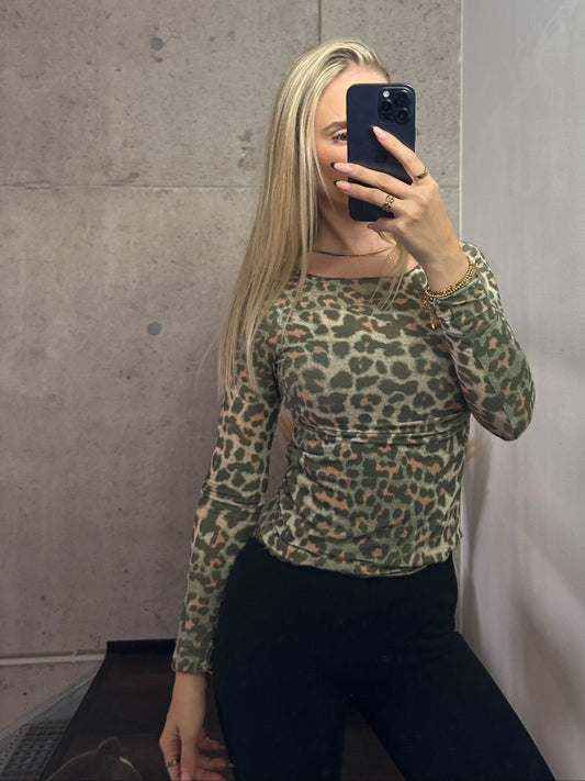 Leoparden Longshirt "Tiffany" Khaki