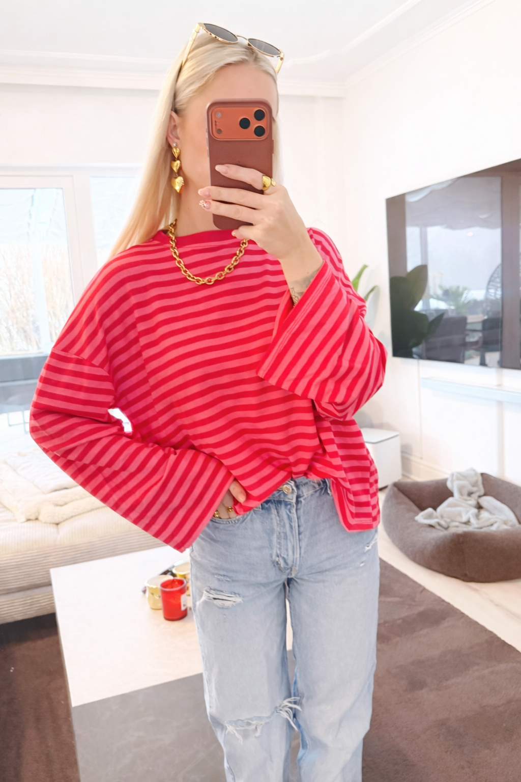 STREIFCHEN LANGARM PINK ROT