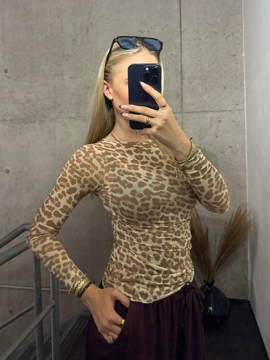 Leoparden Longshirt "Tiffany" Beige
