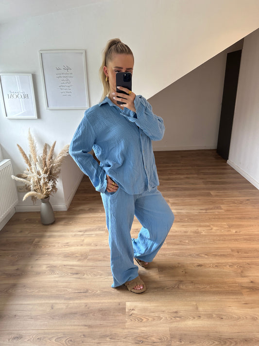 Musselin Bluse "Kiki" Hellblau