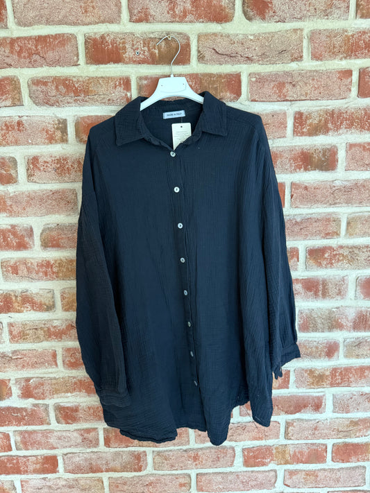 Musselin Bluse ”Ida“ mit dem Auge Schwarz