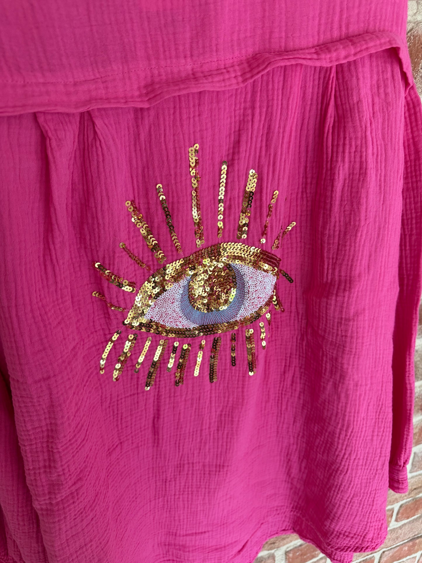Musselin Bluse ”Ida“ mit dem Auge Pink