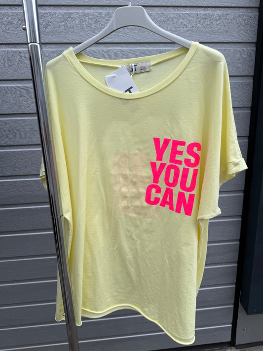 LÄSSIGES SHIRT YES YOU CAN Gelb