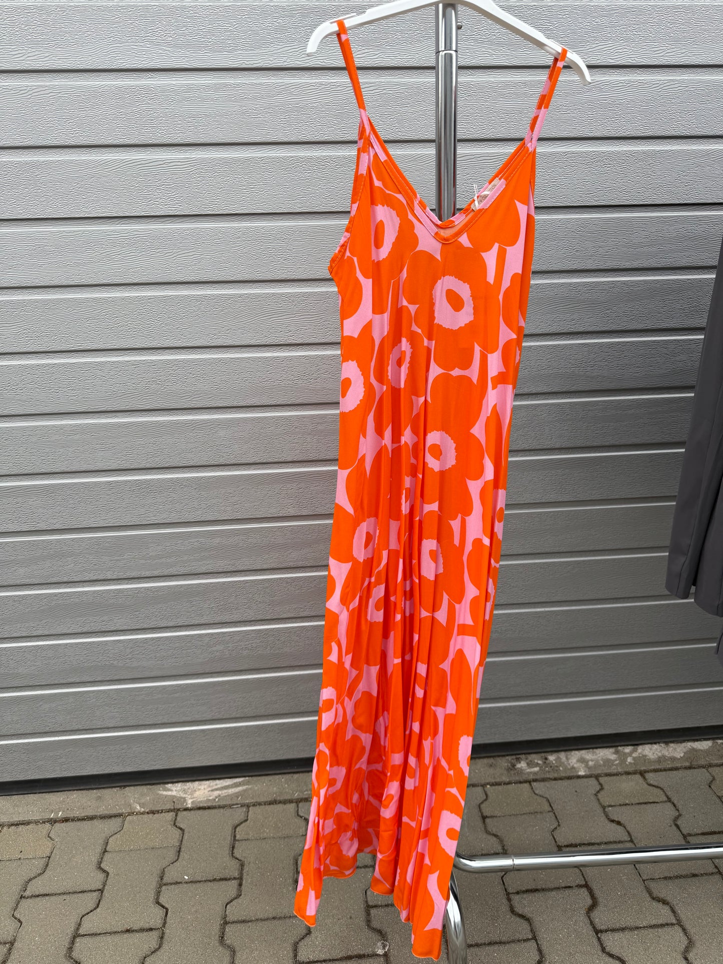 Spaghetti Kleid Orange/Rosa