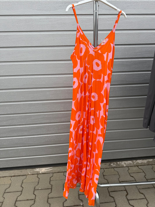 Spaghetti Kleid Orange/Rosa