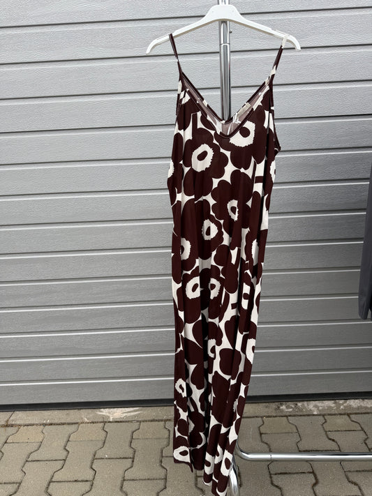 Spaghetti Kleid Braun/Weiß