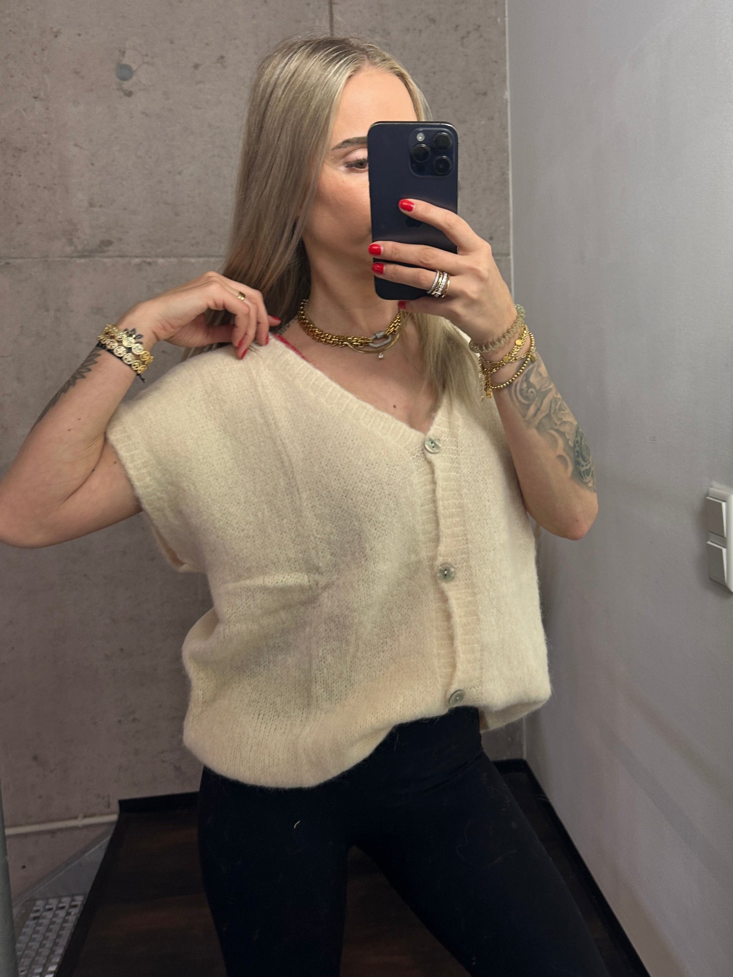 Alpaca Weste "Anni" Creme