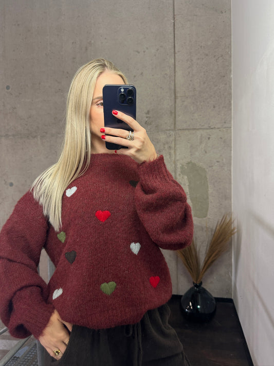Pullover „Love“ Bordeaux