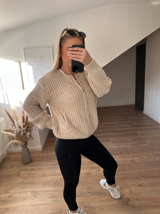 Strickjacke "Vanni" Beige mit Reißverschluss