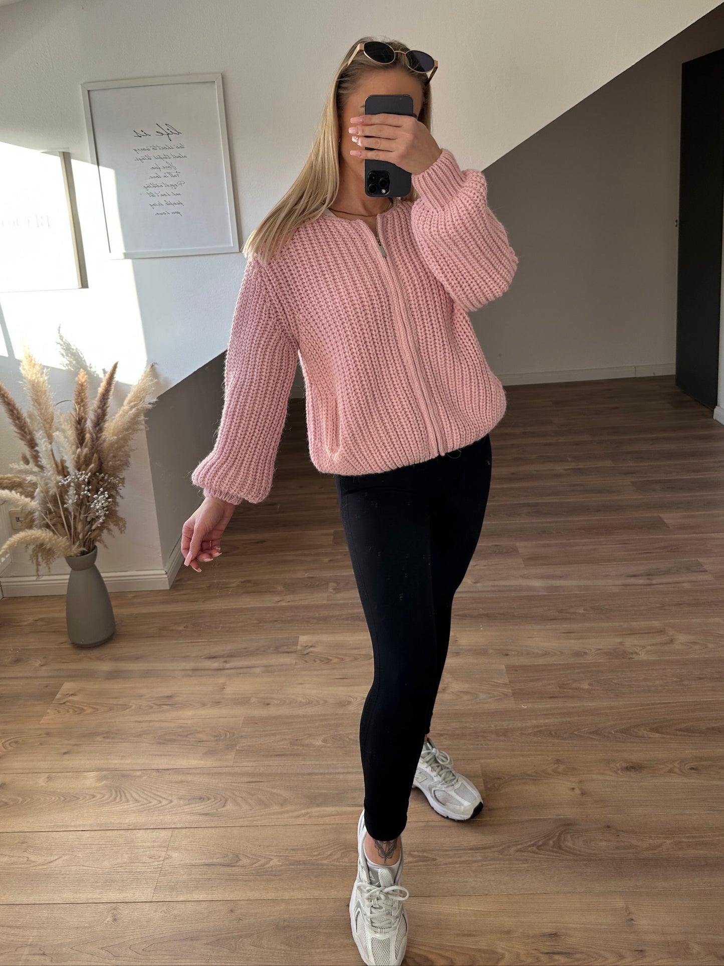Strickjacke "Vanni" Beige mit Reißverschluss