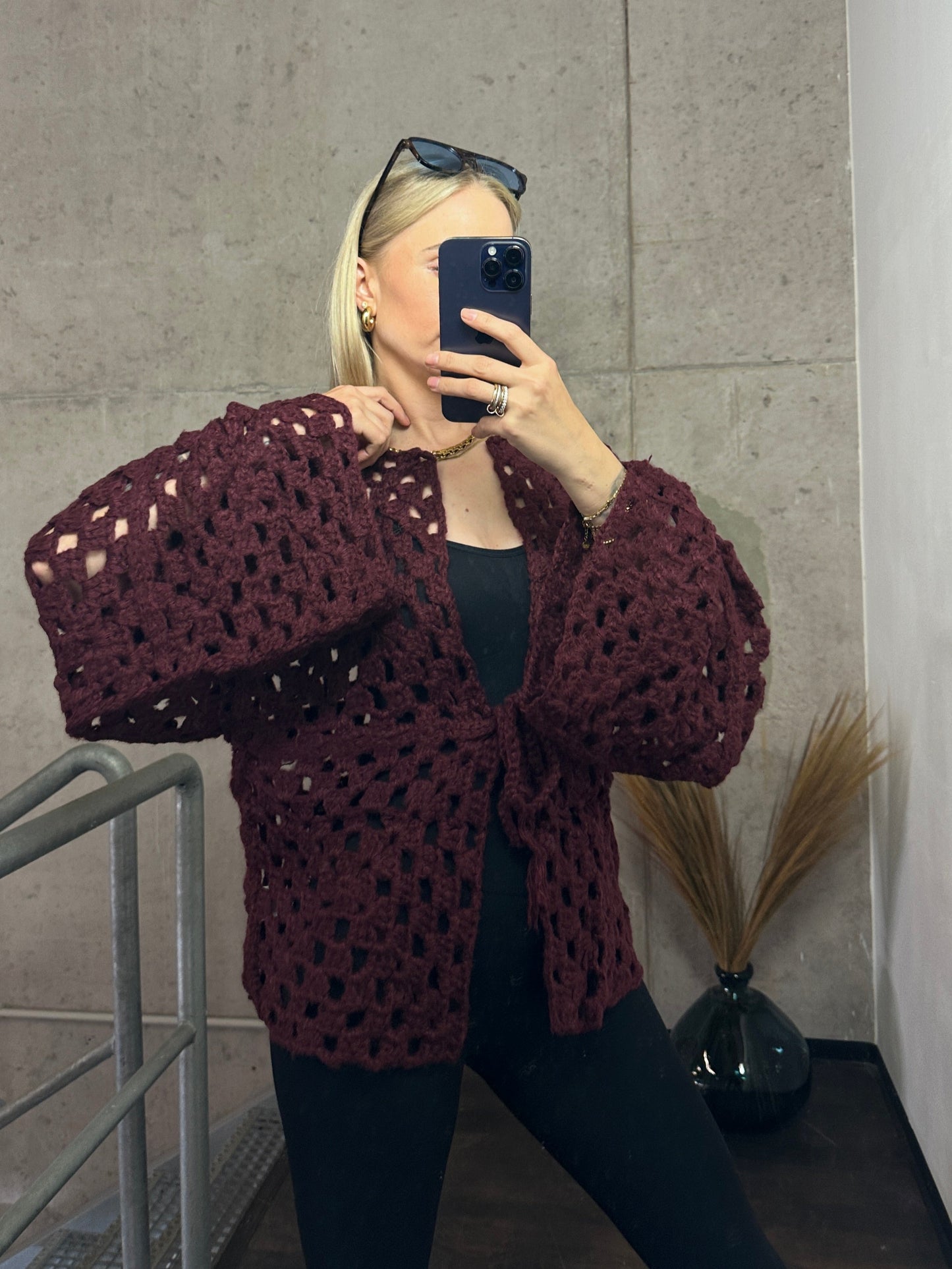 Cardigan „Strickträume“ – Handmade-Look zum Verlieben Bordeauxrot