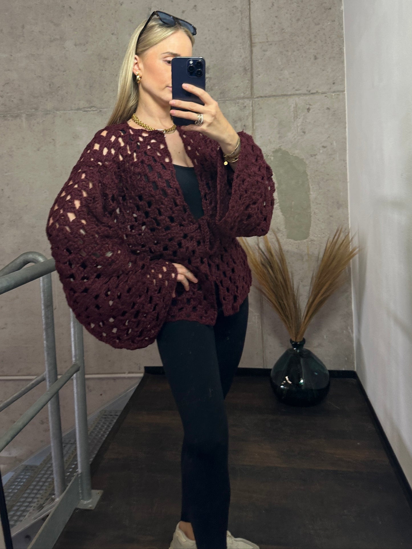 Cardigan „Strickträume“ – Handmade-Look zum Verlieben Bordeauxrot