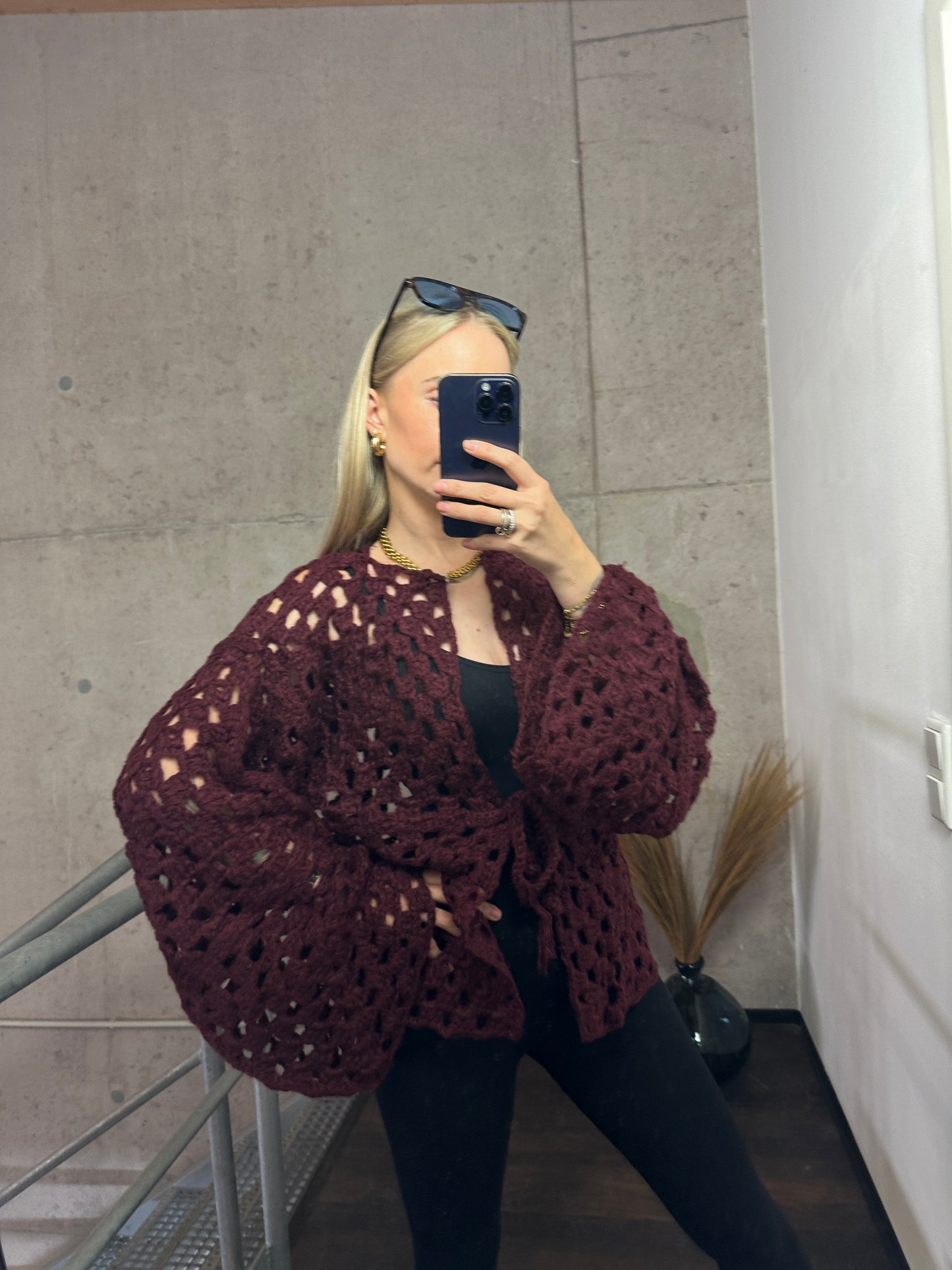 Cardigan „Strickträume“ – Handmade-Look zum Verlieben Bordeauxrot