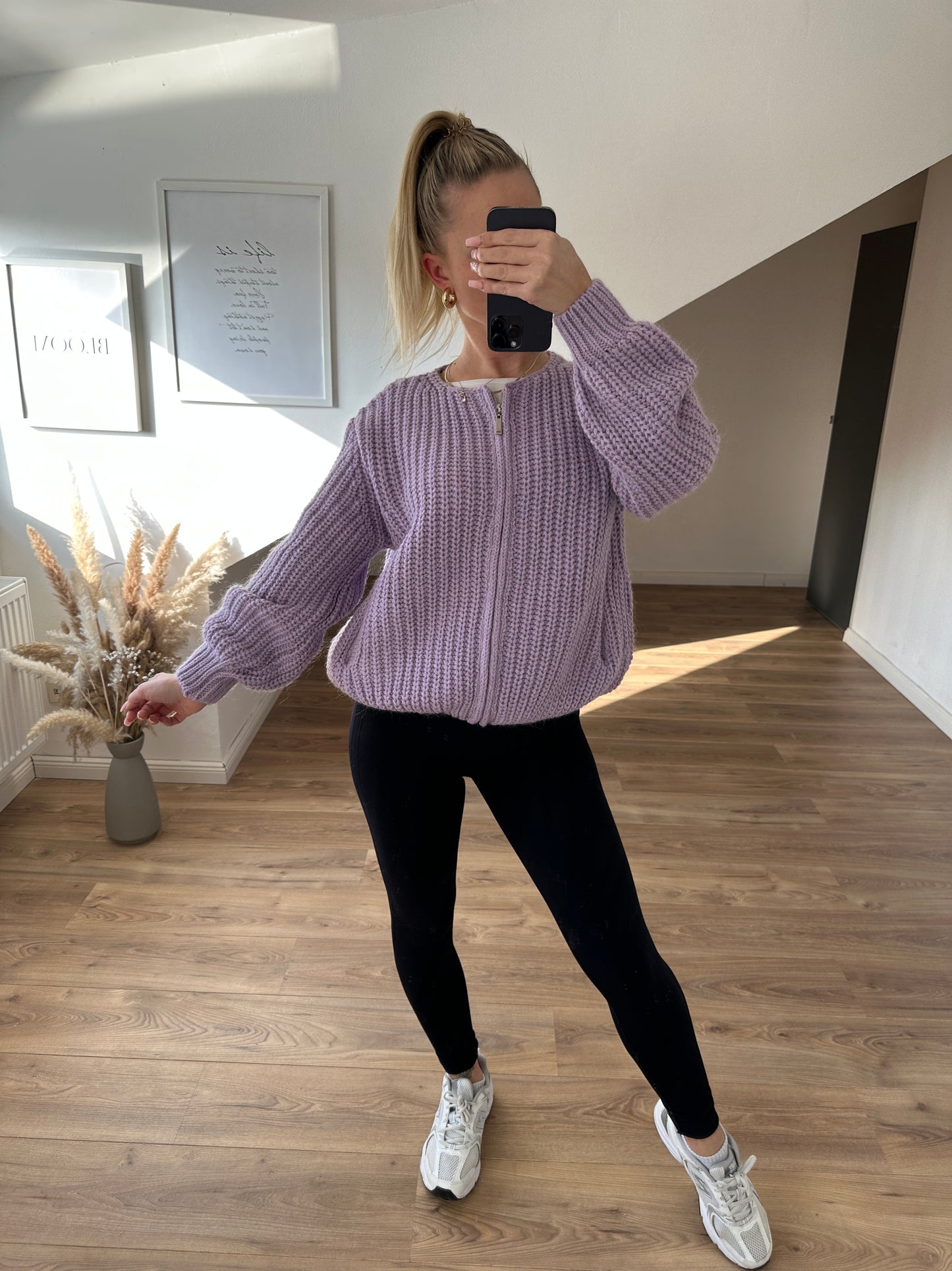 Strickjacke "Vanni" Rosa mit Reißverschluß