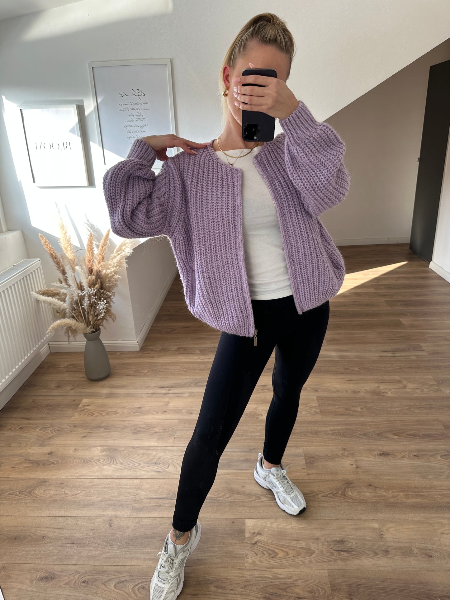 Strickjacke "Vanni" Rosa mit Reißverschluß