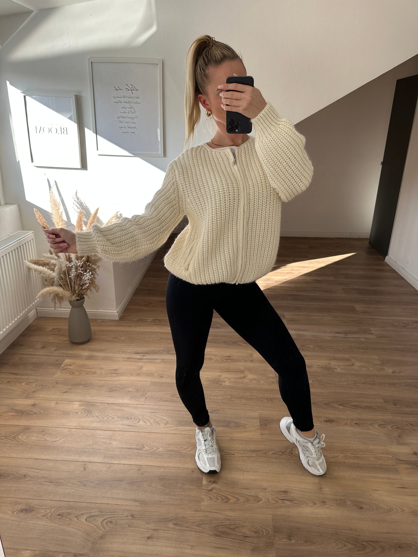 Strickjacke "Vanni" Rosa mit Reißverschluß
