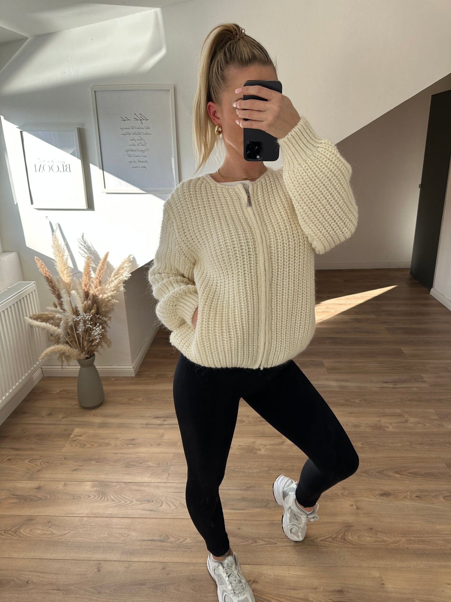 Strickjacke "Vanni" Rosa mit Reißverschluß