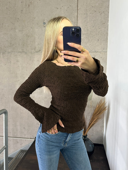 Langarm Krepp Braun