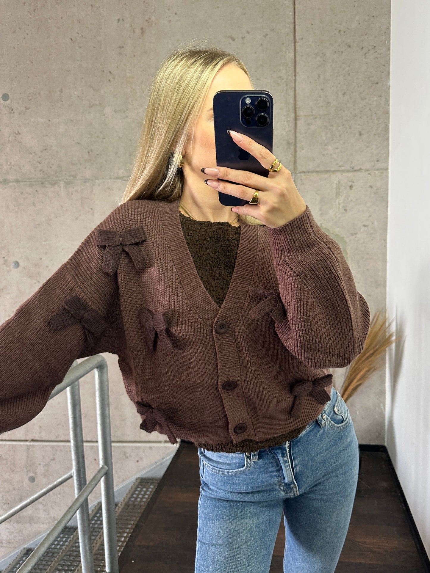 Cardigan mit Schleifi Toppings Braun