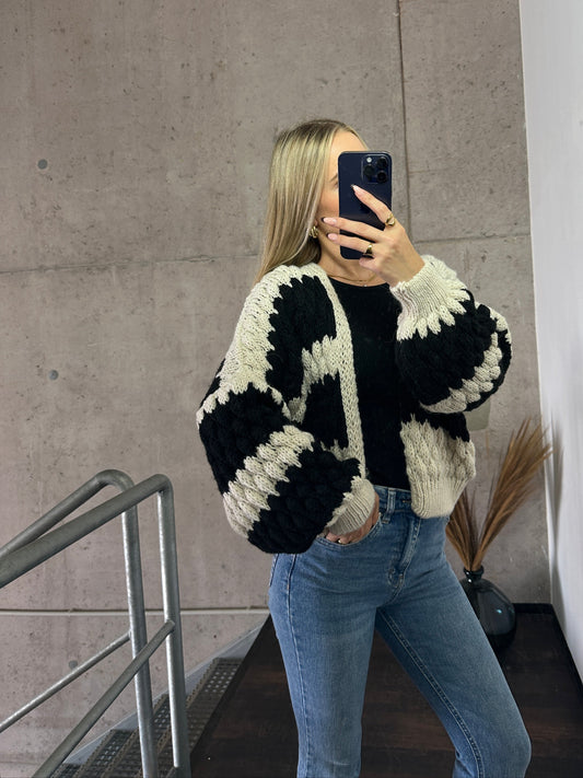Cardigan Baloon Schwarz/Beige