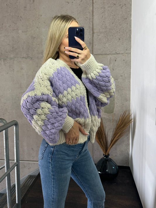 Cardigan Baloon Lila/Weiß