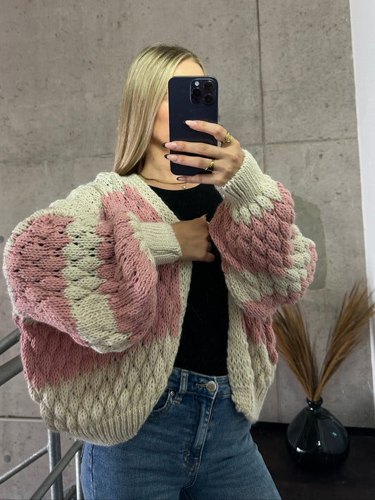 Cardigan Baloon Rosa/Weiß