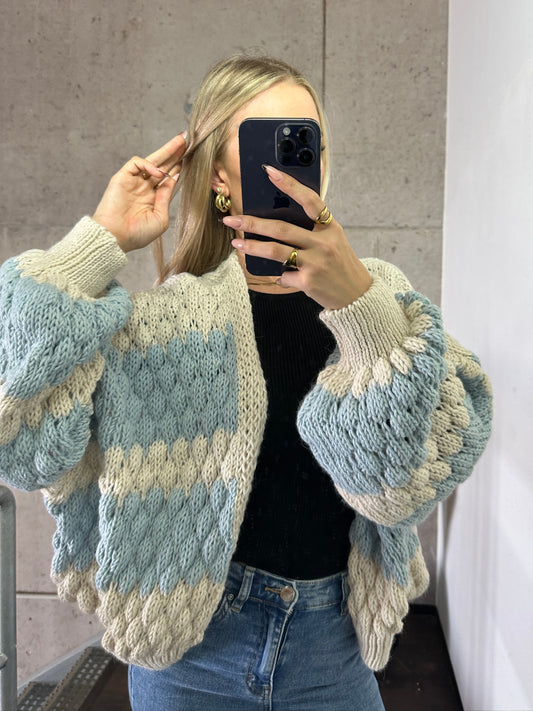 Cardigan Baloon Blau/Weiß