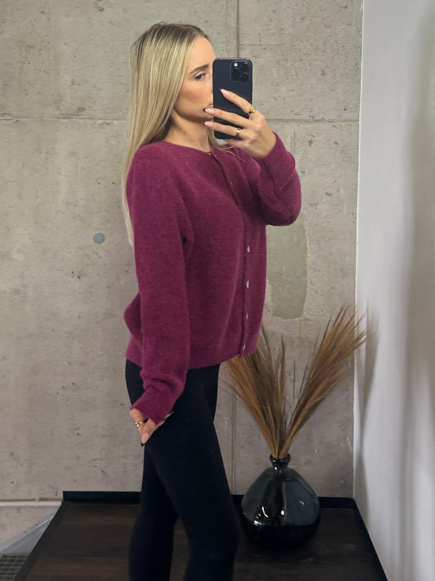 Alpaka Cardigan Brombeere