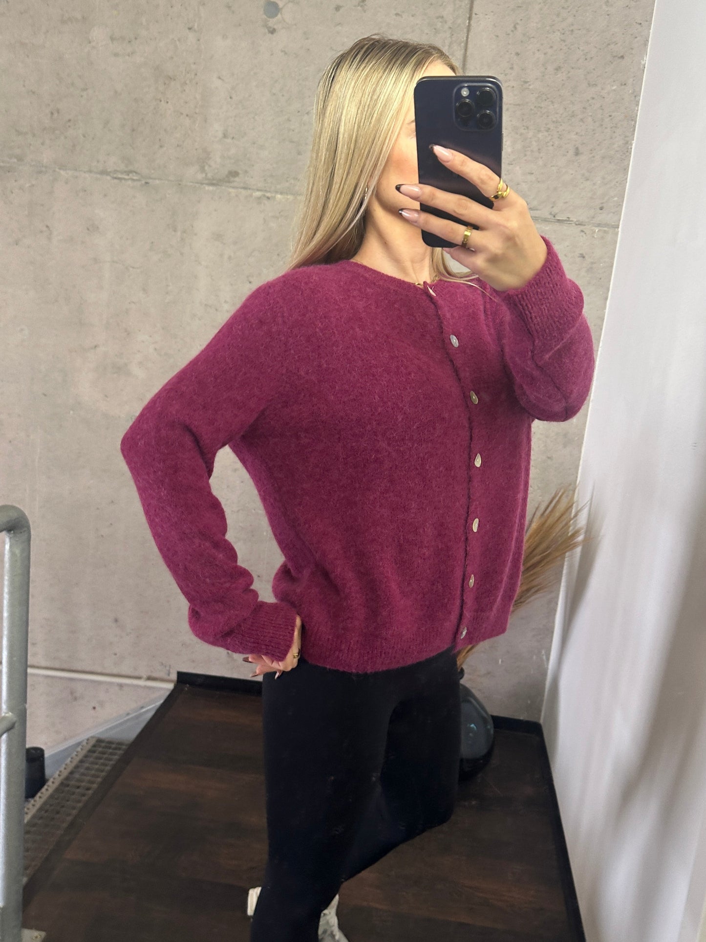 Alpaka Cardigan Brombeere