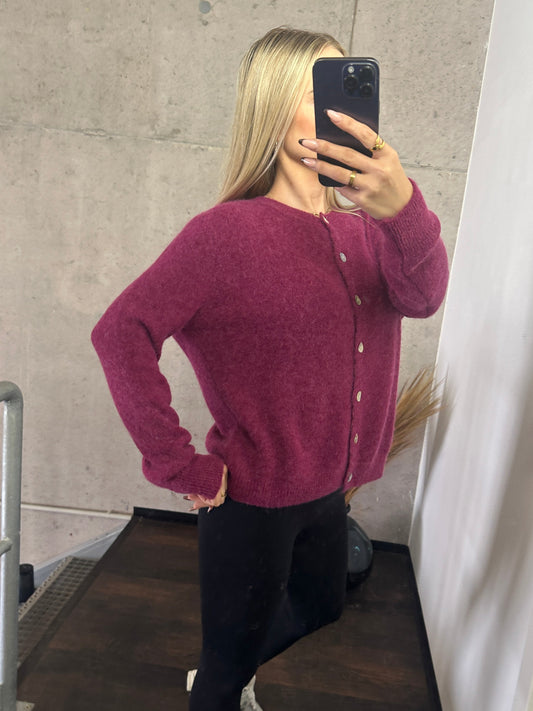 Alpaka Cardigan Brombeere