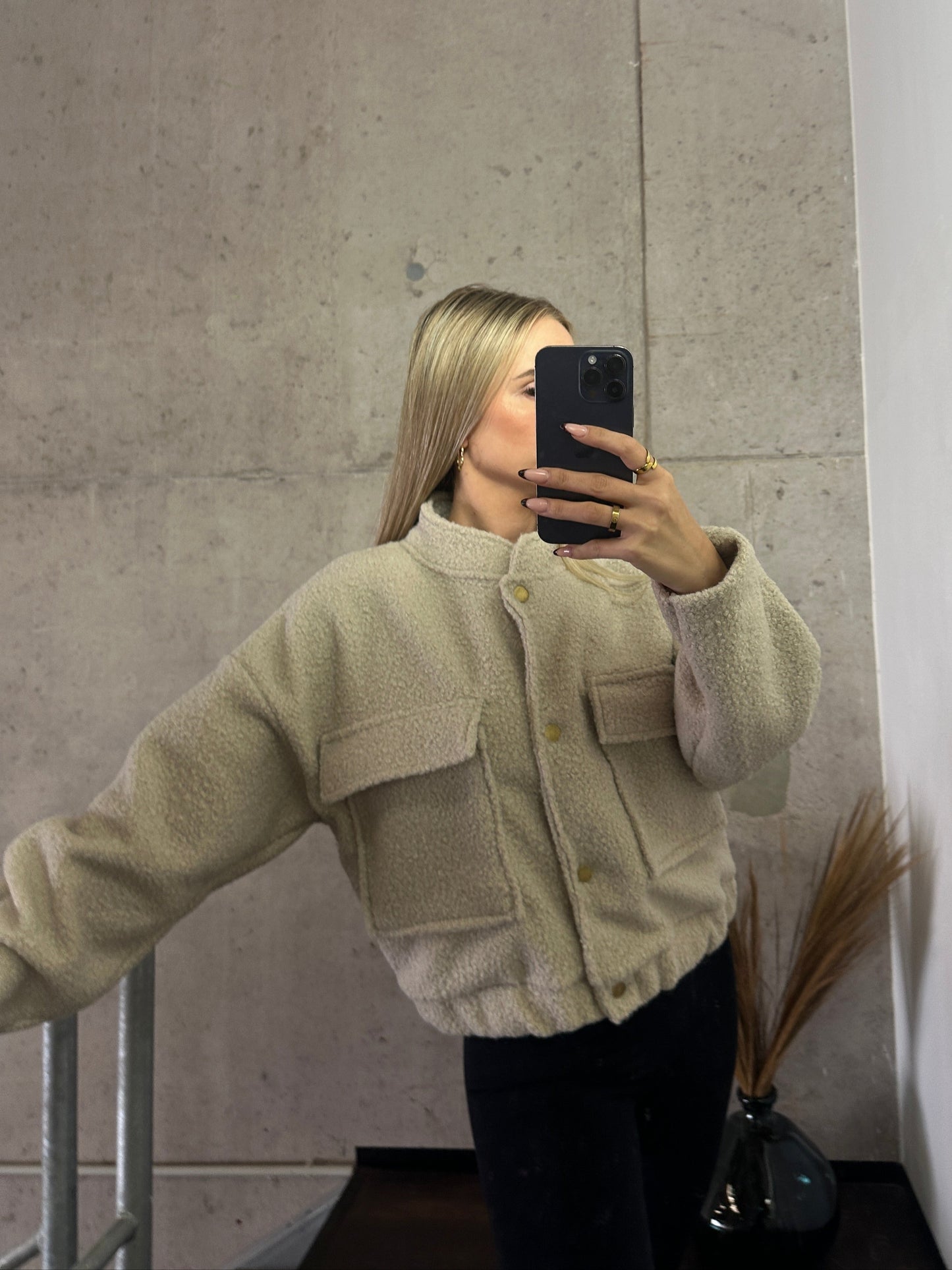 Teddy Jacke Beige