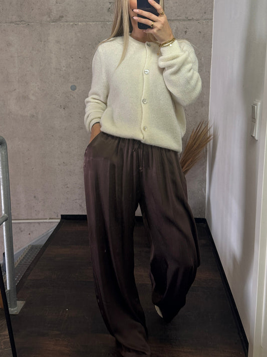 Plissee Hose Seiden Optik Braun