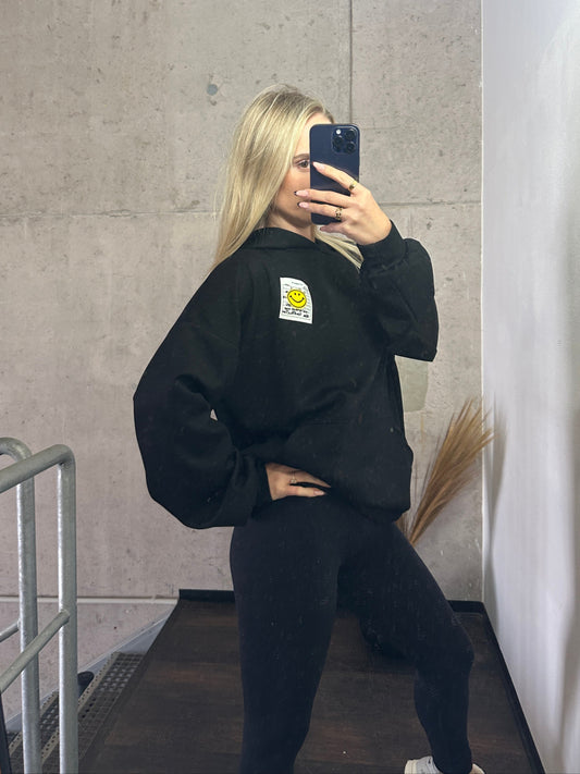 Smiley Hoodie Schwarz