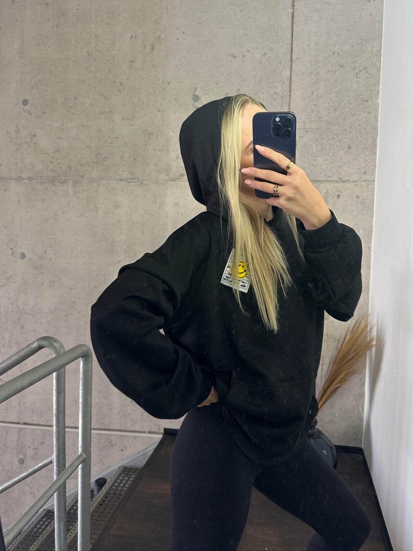 Smiley Hoodie Schwarz