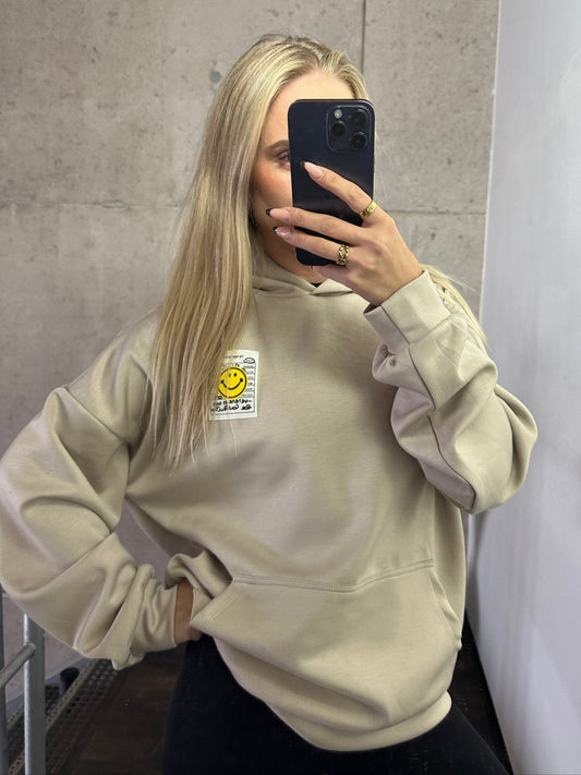 Smiley Hoodie Beige