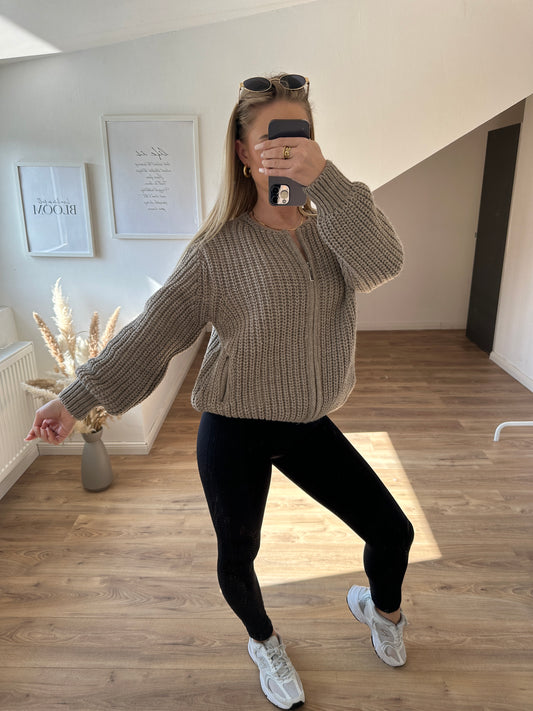 Strickjacke "Vanni" Braun mit Reißverschluß