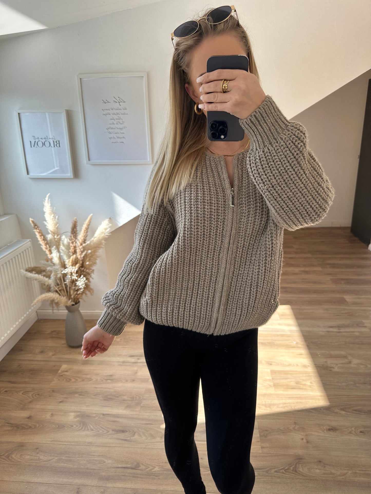 Strickjacke "Vanni" Rosa mit Reißverschluß
