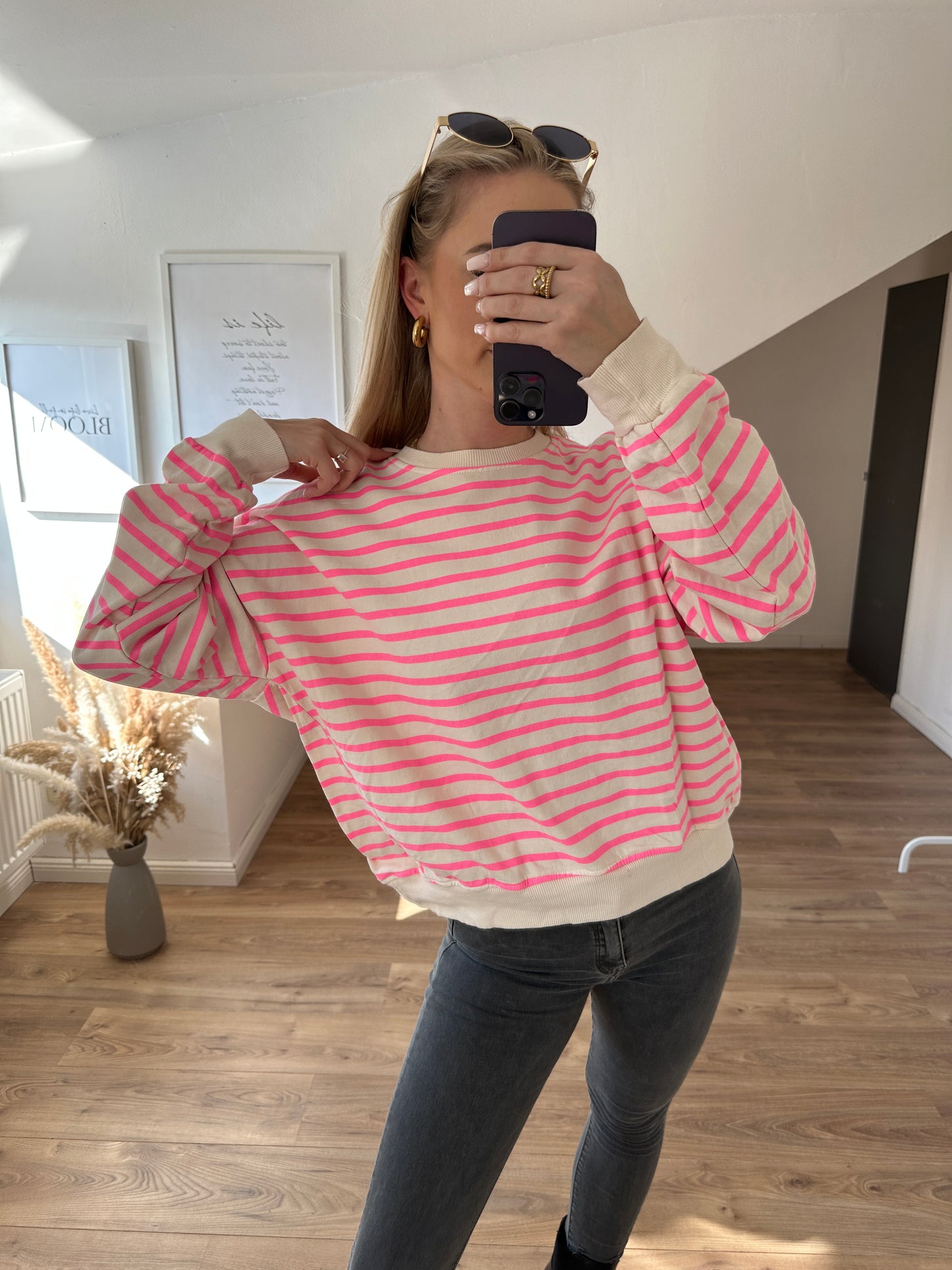 Pullover"Streifi" Orange Pink