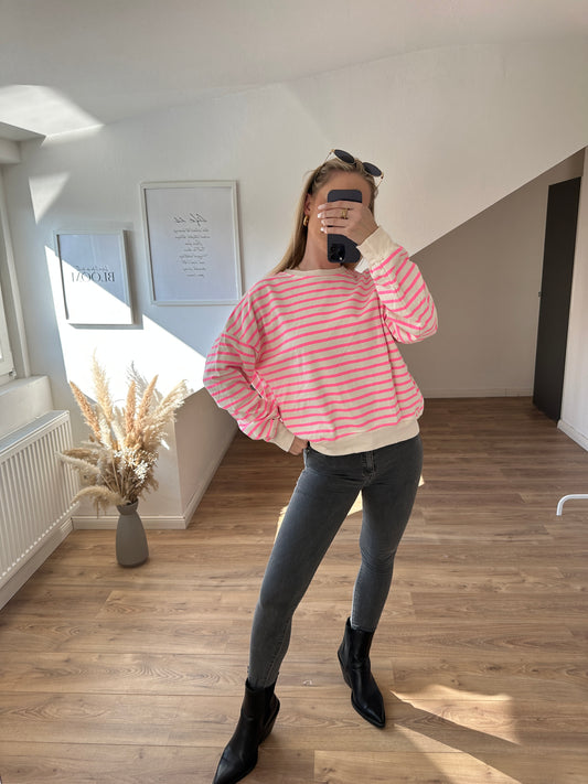Pullover"Streifi" Beige Pink
