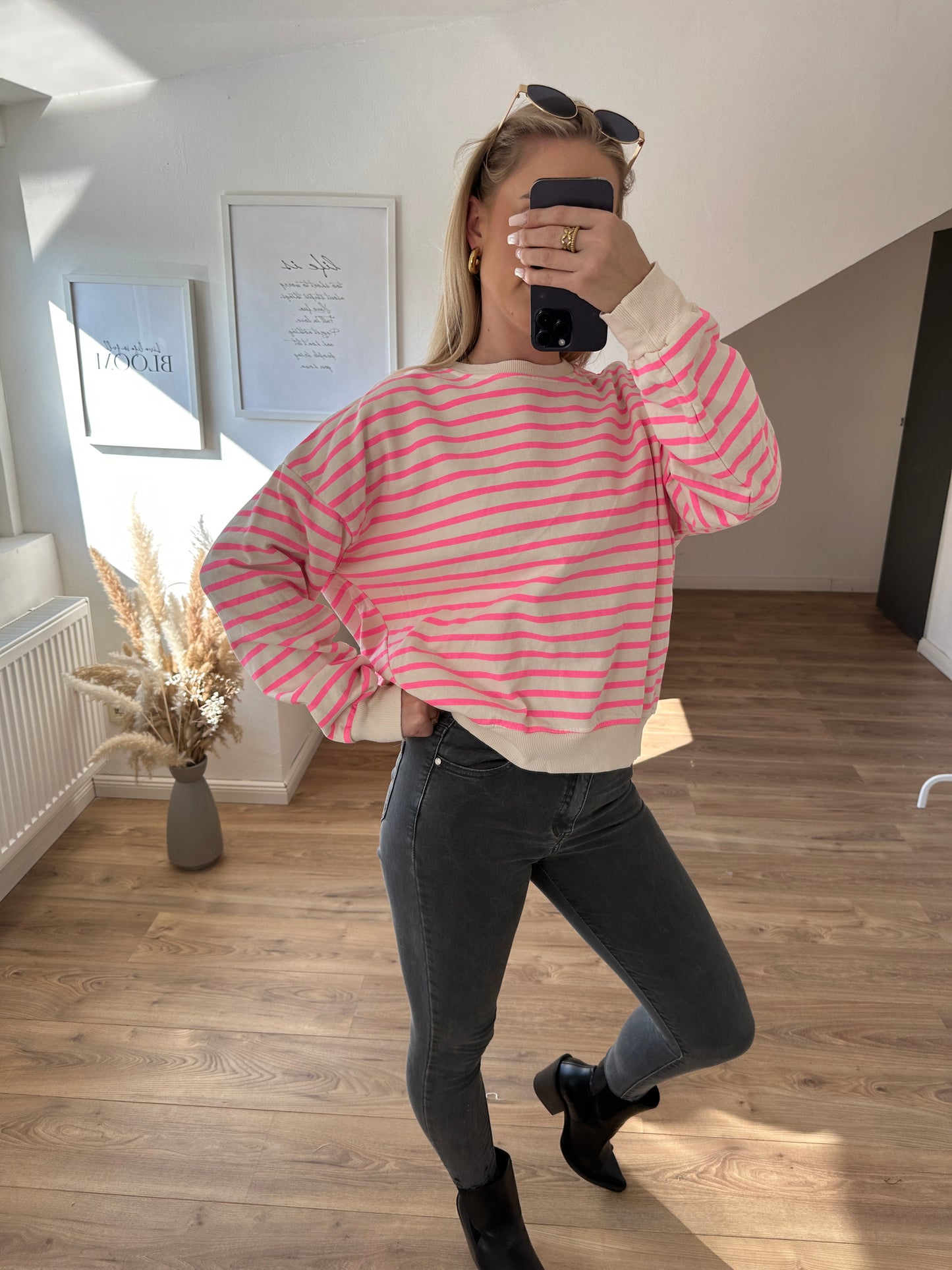 Pullover"Streifi" Orange Pink