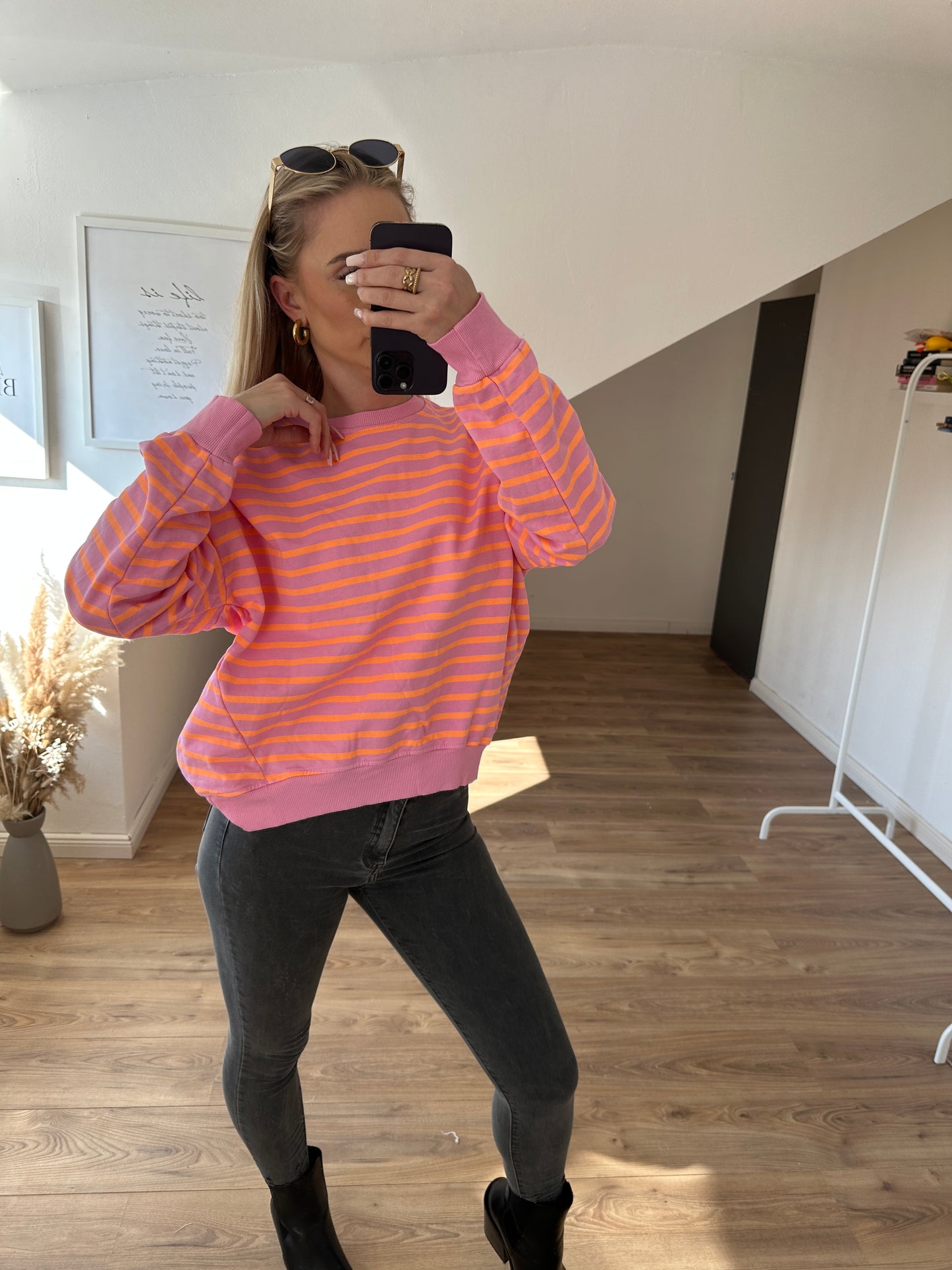 Pullover"Streifi" Orange Pink