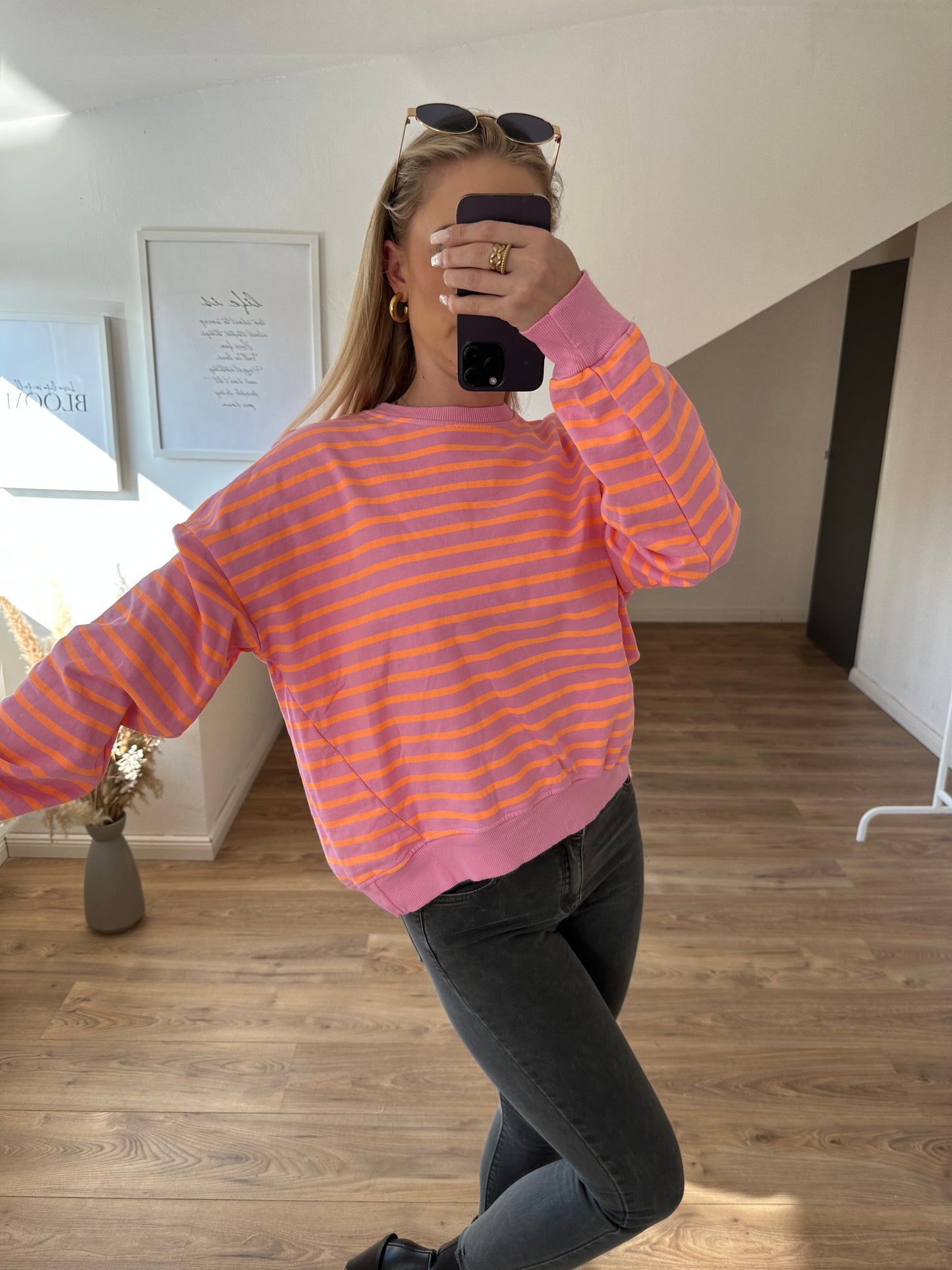 Pullover"Streifi" Orange Pink