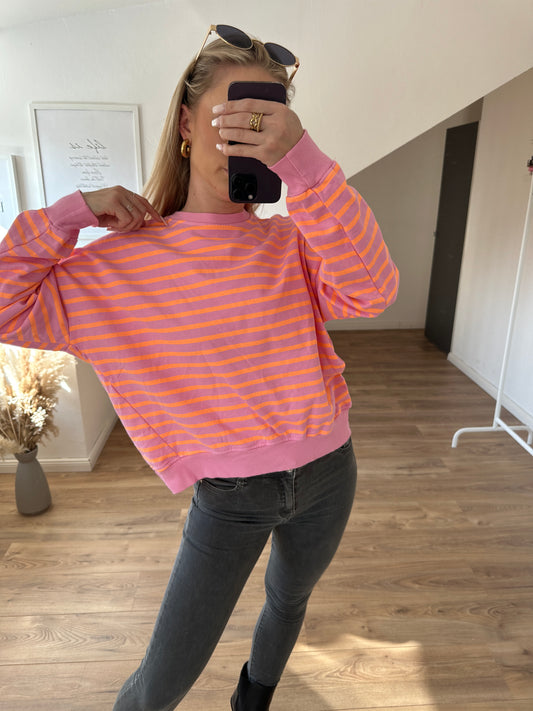 Pullover"Streifi" Orange Pink