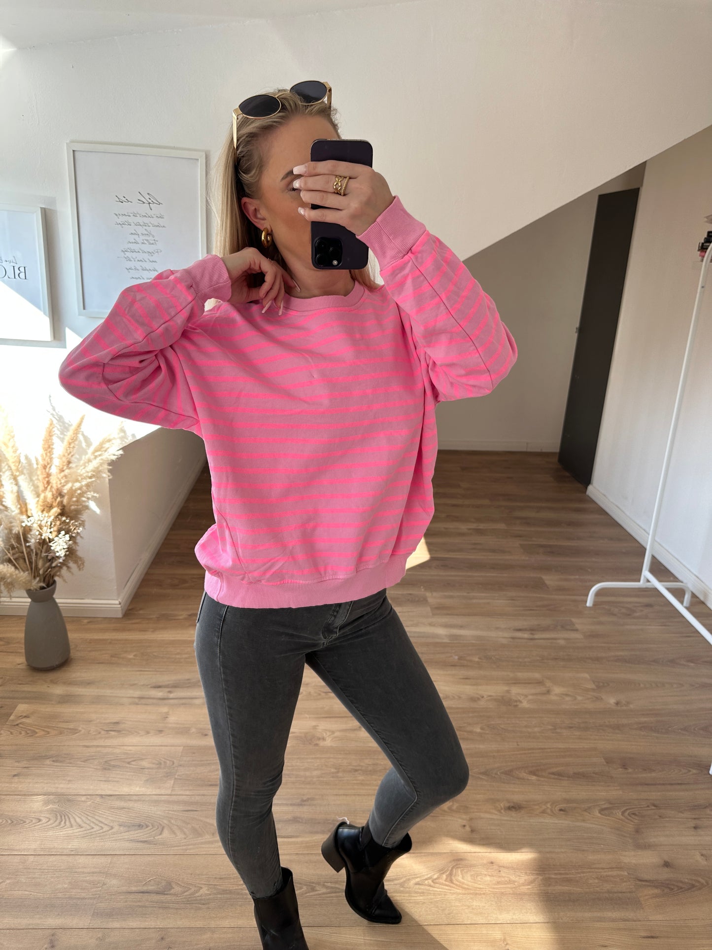 Pullover"Streifi" Orange Pink