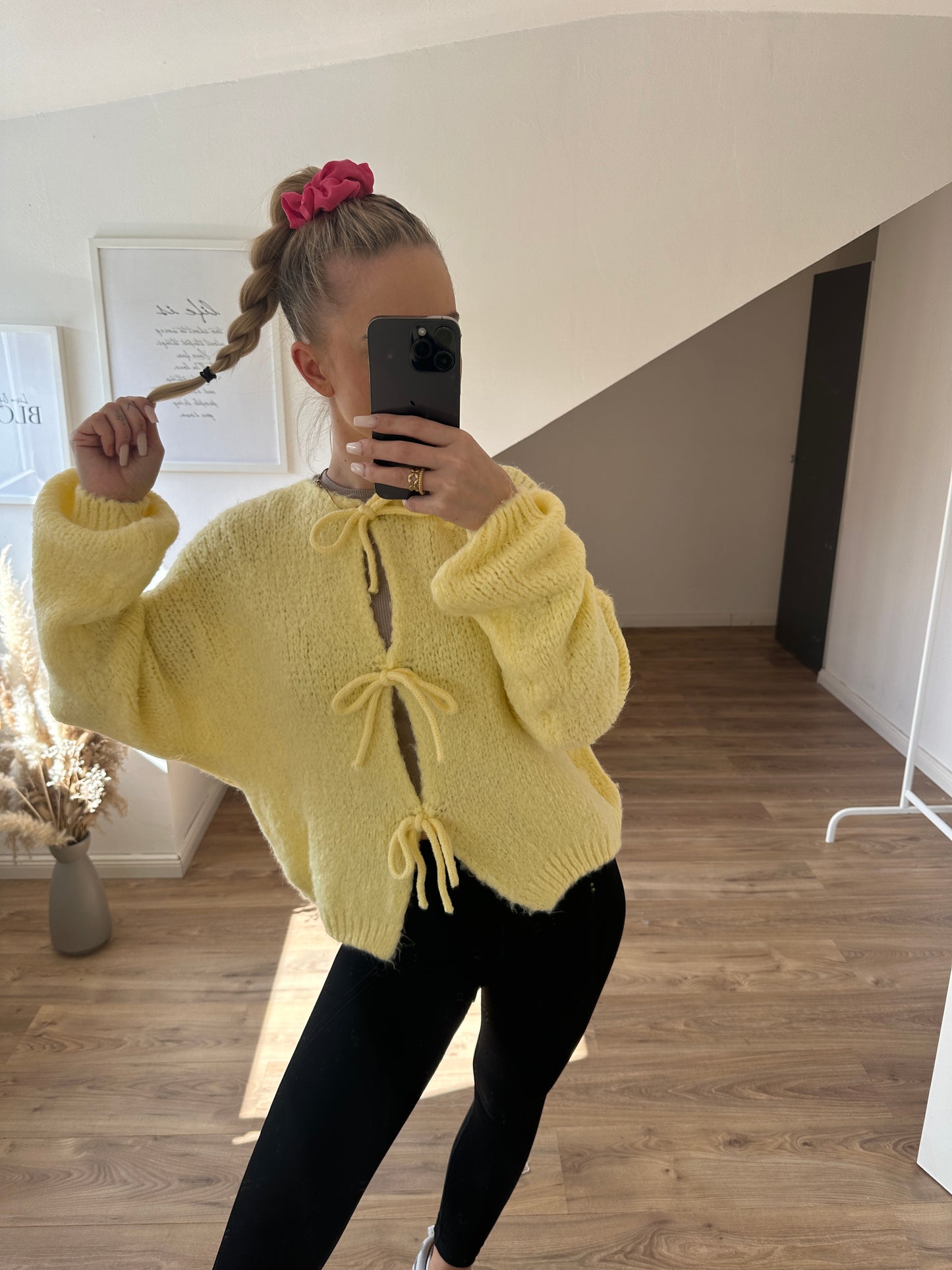 Knoten Cardigan "Leni" Streifi Türkis Beige